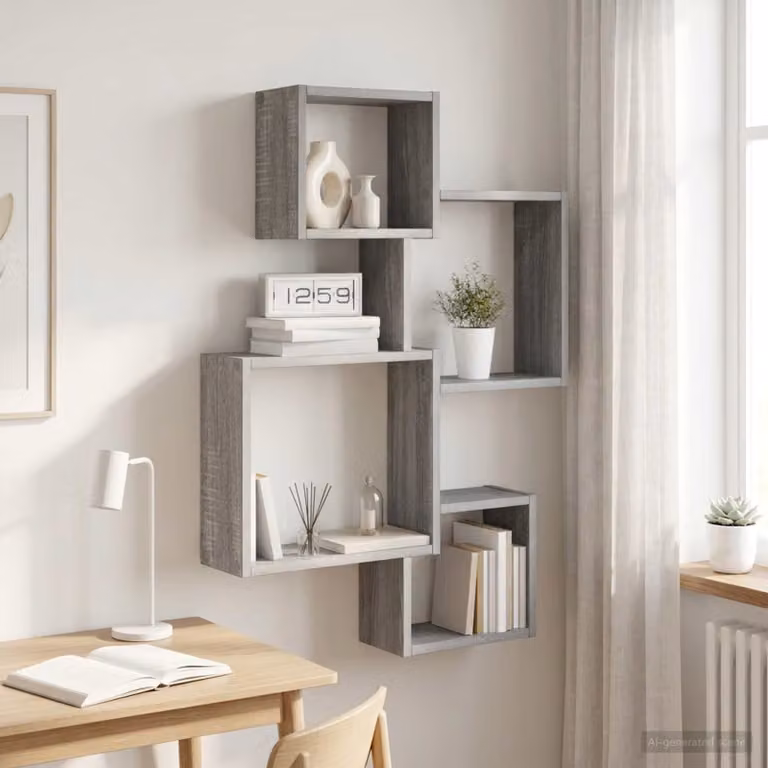 vidaXL Mensole Cubo da Parete Moderne in MDF Grigio Sonoma