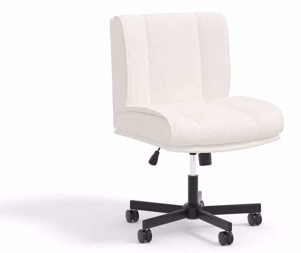 Sedia Criss Cross - Sedia girevole da ufficio senza braccioli - Con rotelle - Regolabile in altezza e con schienale regolabile - Seduta imbottita in ecopelle - Bianco
