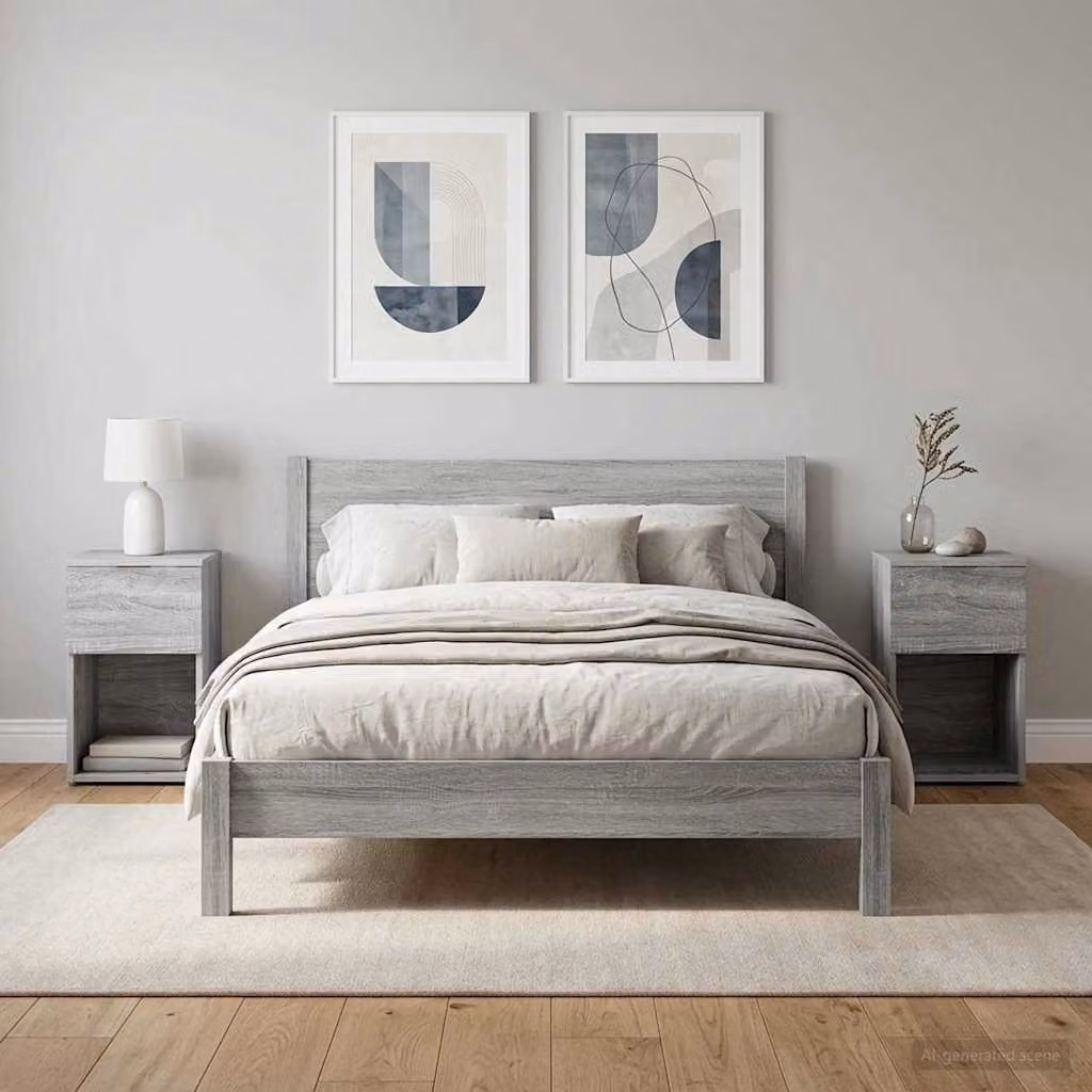 Set di 2 armadietti per letto vidaXL in stile moderno, colore grigio Sonoma, L 29 cm x P 31,5 cm x H 49 cm