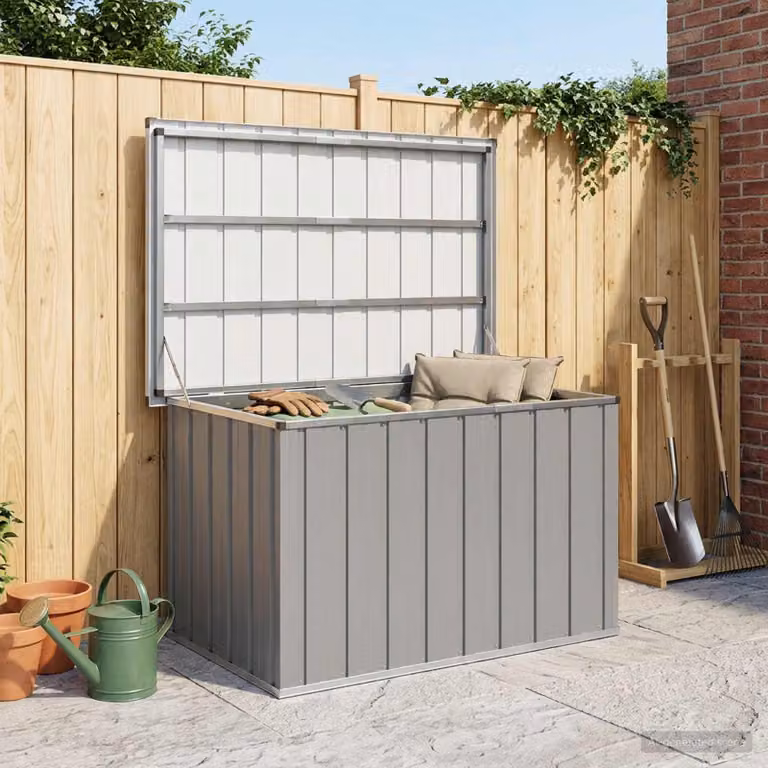 vidaXL Baule da Giardino Moderno Grigio L: 109 cm, P: 67 cm, H: 65 cm