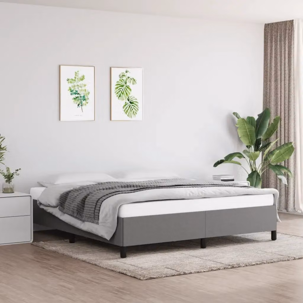 Letto matrimoniale Design In in tessuto grigio scuro con giroletto e doghe in legno L/P: 180 x 200 cm – 2