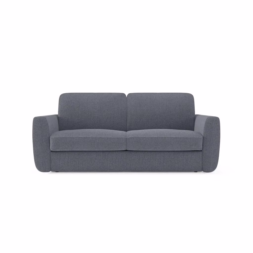 Divani.Store Divano letto Leonida sfoderabile con materasso H18 cm e vano portaguanciali, tessuto smacchiabile blu grafite, L: 202 cm, P: 120 cm, H: 200 cm – 2