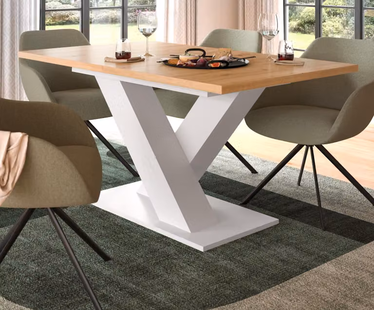 Tavolo da pranzo "Home-X" Artisan in rovere e bianco, tavolo da cucina allungabile da 150 a 190 cm