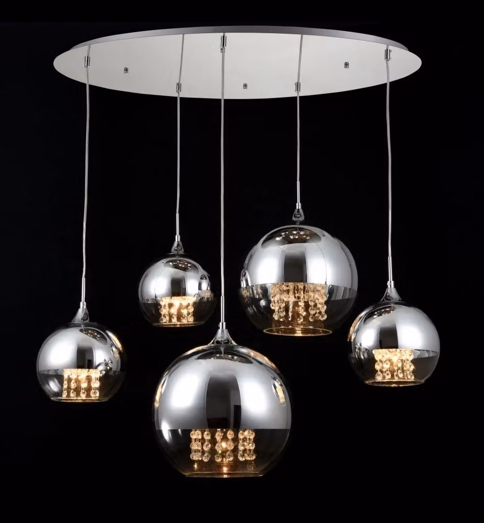 Lampada pendente moderna Fermi di GIORDANOSHOP in metallo argento e vetro trasparente – 2