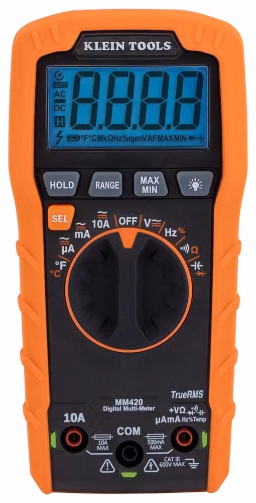 Multimetro digitale - Multimetro automatico TRMS - 600 V AC/DC - 10 A - 50 MΩ - Arancione e nero