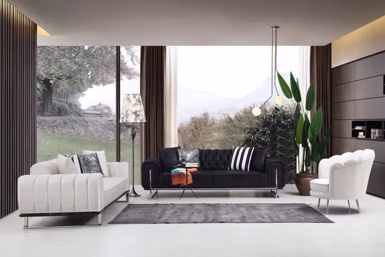 Wohnzimmer Set 2x Dreisitzer Sofa Chesterfield Couch Design Sessel Luxus Möbel
