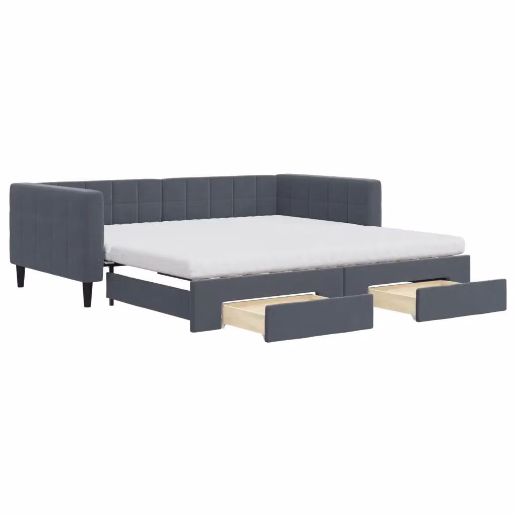 Divano Letto Estraibile con Cassetti vidaXL in Velluto Grigio L: 100 cm, P: 200 cm – 2