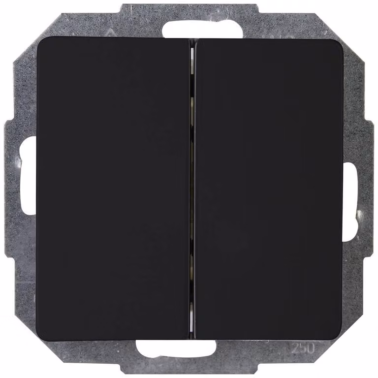 Interruttore bipolare Paris, da incasso, colore nero opaco, 10 AX, grado di protezione IP20