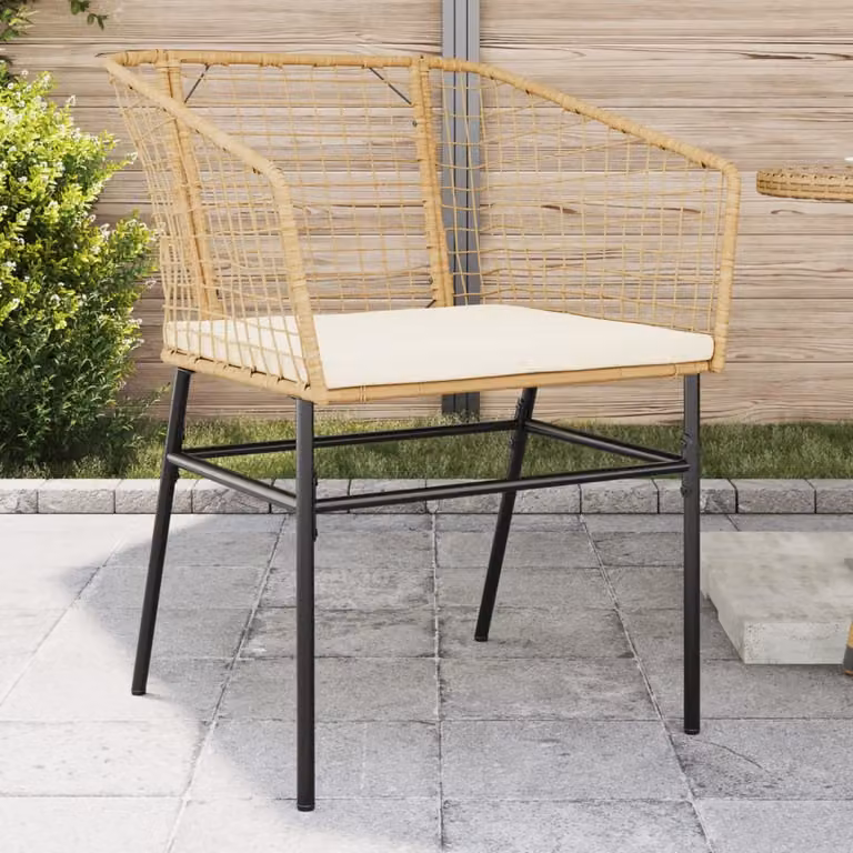 Set di 2 sedie da giardino vidaXL in polyrattan marrone con cuscini e braccioli