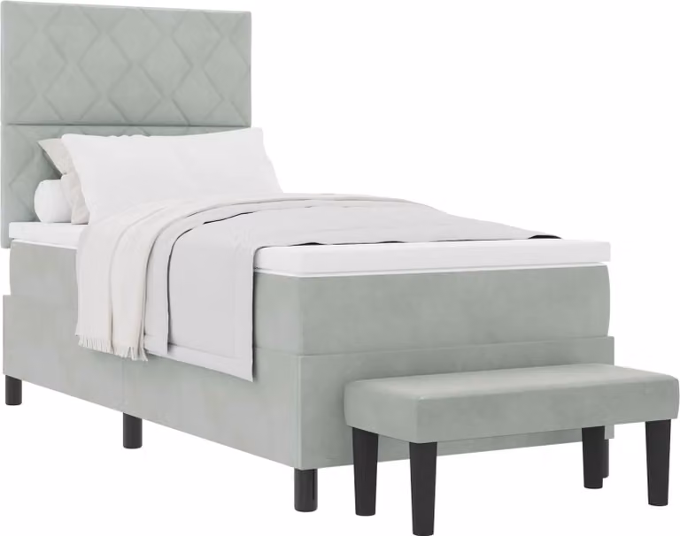 Letto a molle con testiera Grigio chiaro 200 x 90 cm Velluto