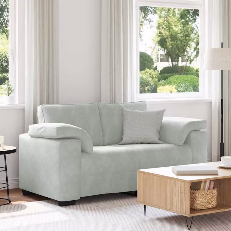 Divanetto moderno vidaXL in velluto grigio con cuscini inclusi L: 160 cm, P: 77 cm, H: 82 cm
