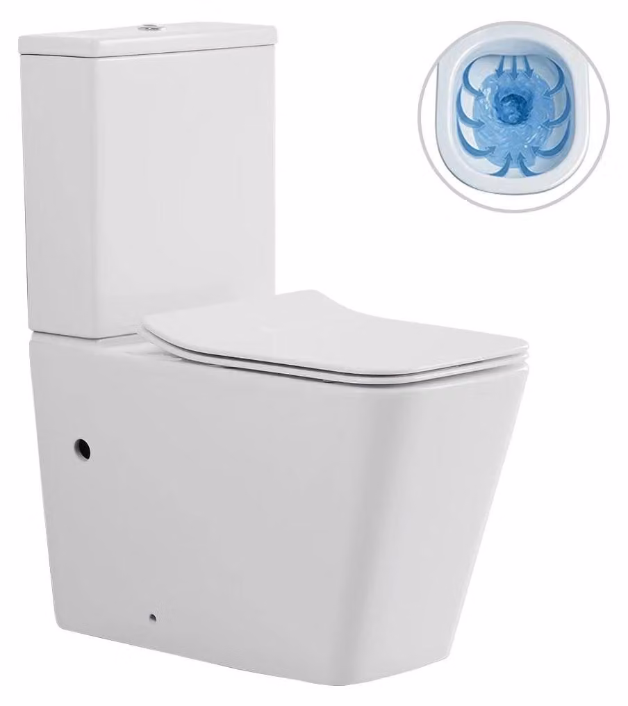 CERANO - WC combinato Bruno, senza brida + sedile Slim/UF - scarico inferiore/posteriore - bianco lucido - 64x36 cm