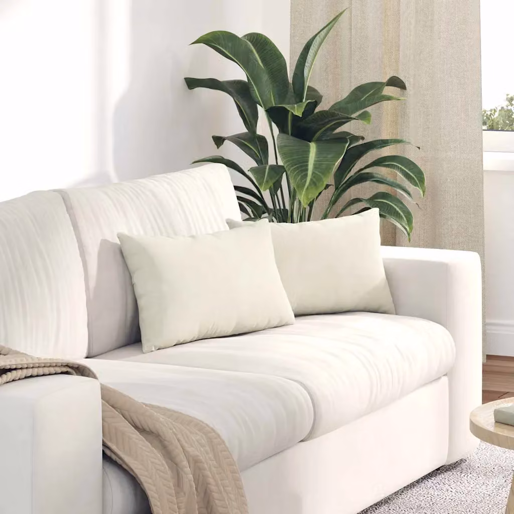 Set di 2 cuscini da divano vidaXL in tessuto a coste, beige o verde, L 50 cm x P 30 cm con rivestimento rimovibile