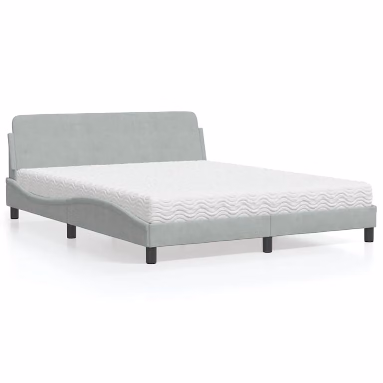 Letto con Materasso Dover vidaXL in Velluto Grigio Chiaro L/P: 160 x 200 cm
