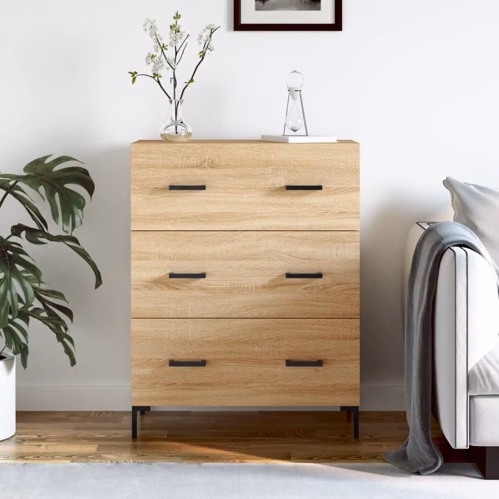 Credenza vidaXL in Rovere Sonoma e Legno Multistrato, Colore Marrone, L: 69,5 cm, P: 34 cm, H: 90 cm