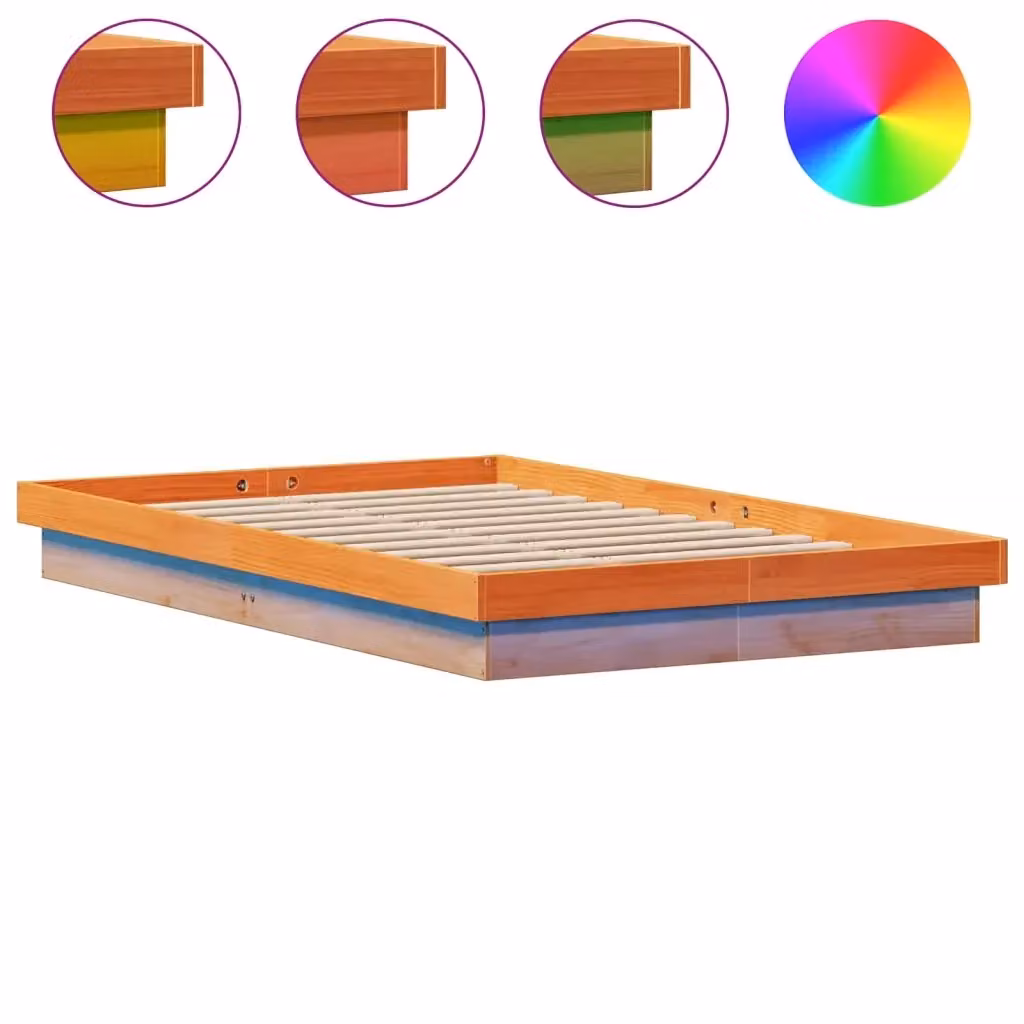 Giroletto vidaXL in legno massello di pino marrone cera con illuminazione LED e porta USB L: 135 cm, P: 190 cm – 2