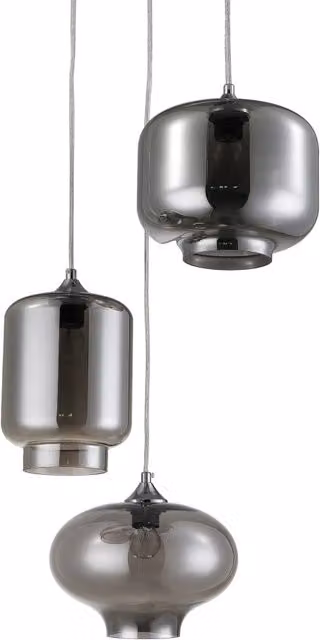 Lampadario a sospensione moderno ORESTELUCHETTA in vetro specchiato grigio, H 126 cm, Ø 47 cm