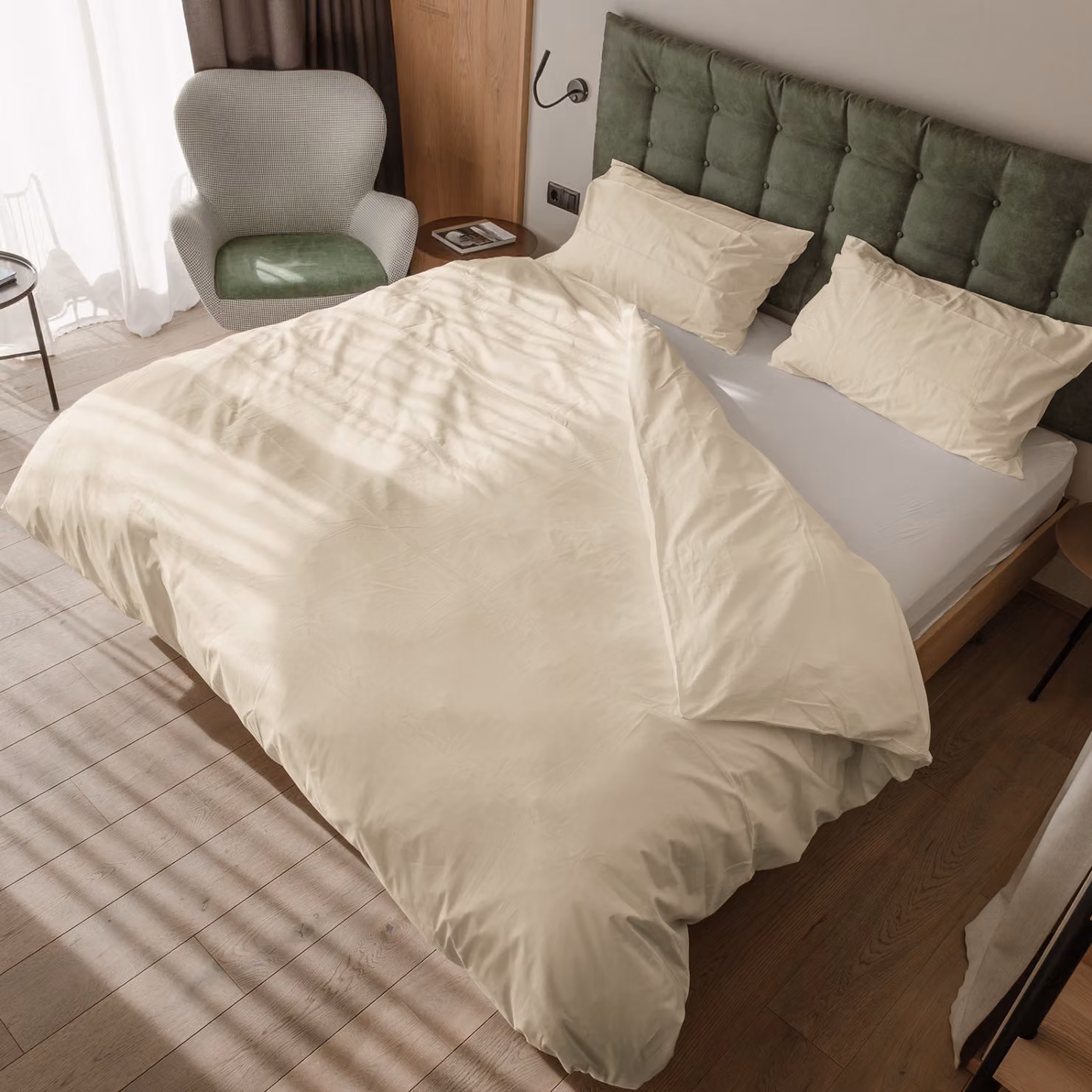 Parure copripiumino e federe DaunenStep in cotone traspirante, colore beige, L: 135 cm x P: 200 cm – 2