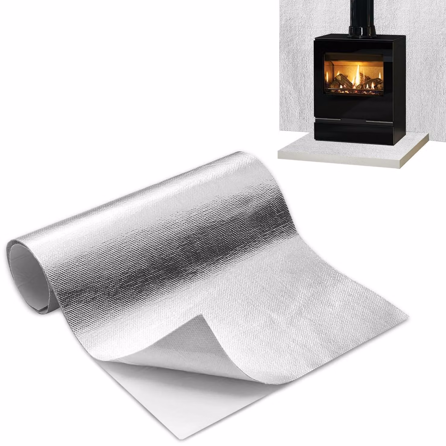 Tappetino termoisolante 60 x 250 cm - Autoadesivo - Pellicola isolante - Protezione dal calore - Fibra di vetro - Impermeabile/protettivo