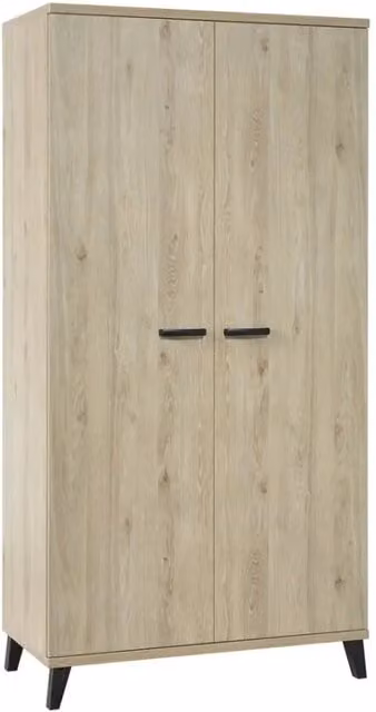 Armadio bambino 2 porte DANAÉ – Rovere chiaro – Contenitore robusto dallo stile naturale