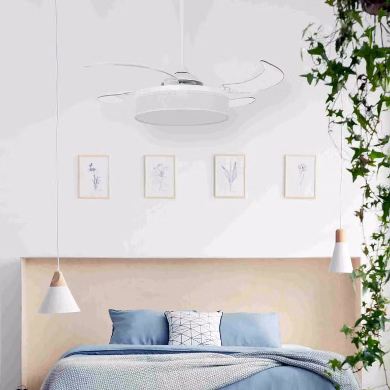Beacon Lighting Luce del ventilatore da soffitto Fanaway Fraser bianco/chiaro, Bianco / Opale, Soggiorno / Sala da pranzo, Metallo, Moderno