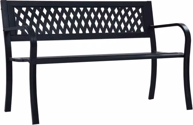 Panca da giardino mobili da esterno terrazza 125 cm acciaio nero 02_0011233