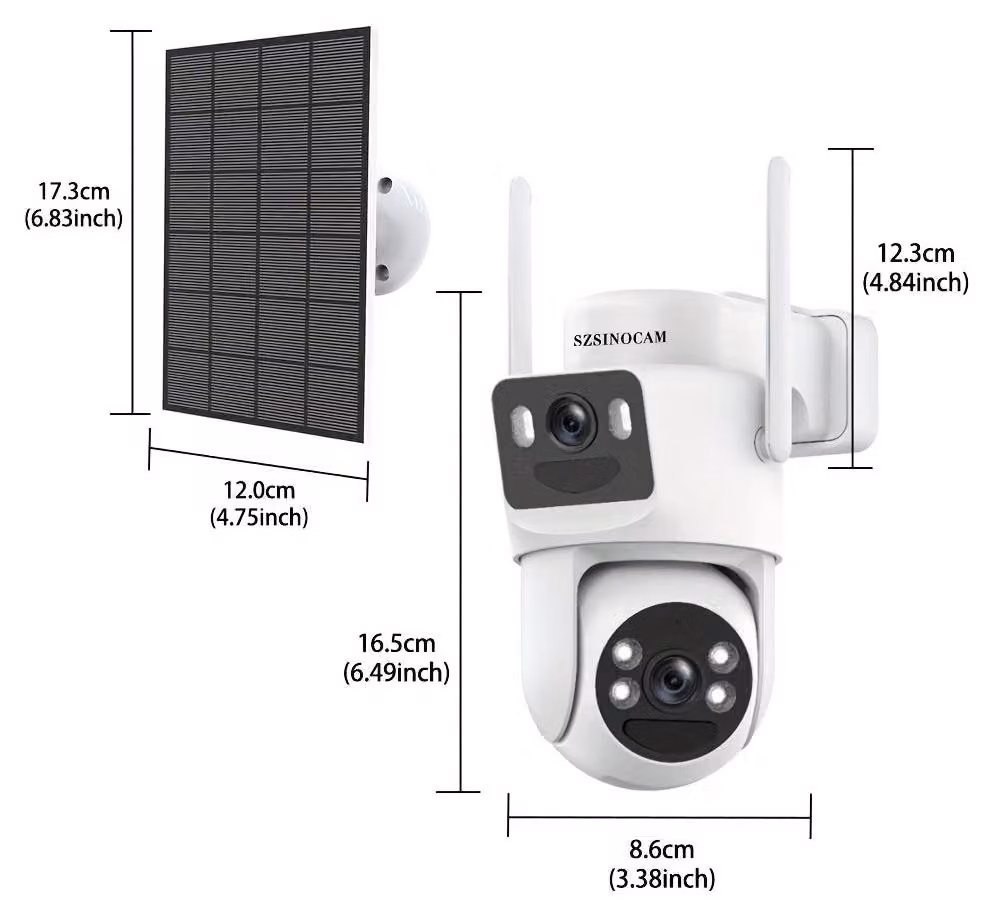 Telecamera di sicurezza – Kit di telecamere da esterno wireless – 3 pezzi – Telecamere 2K a doppia lente, alimentate a energia solare