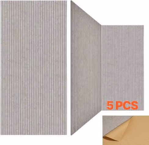 Set di 5 Pannelli Acustici Insonorizzanti VEVOR in Fibra di Poliestere ad Alta Densità con Adesivo, Colore Beige, L 120 cm x H 60 cm x P 1 cm