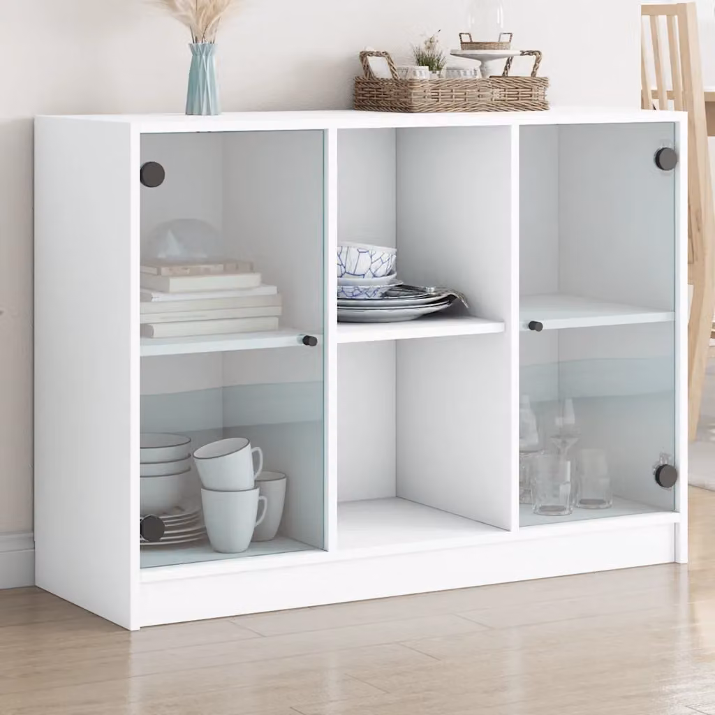 Credenza moderna vidaXL bianca in MDF L: 102 cm, P: 37 cm, H: 75,5 cm