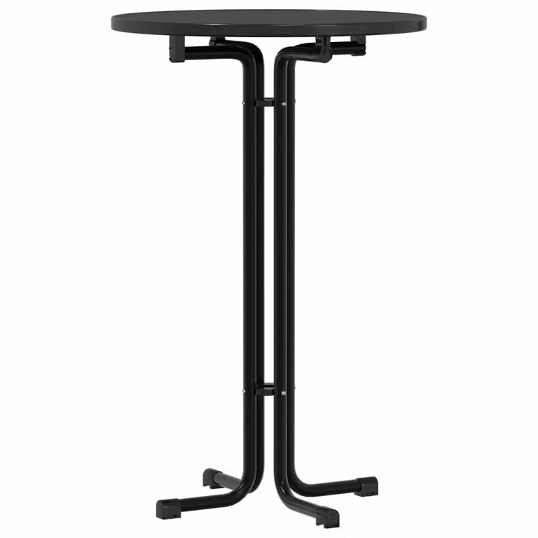 Tavolo da Bar Nero Ø70x110 cm Legno Multistrato e Acciaio