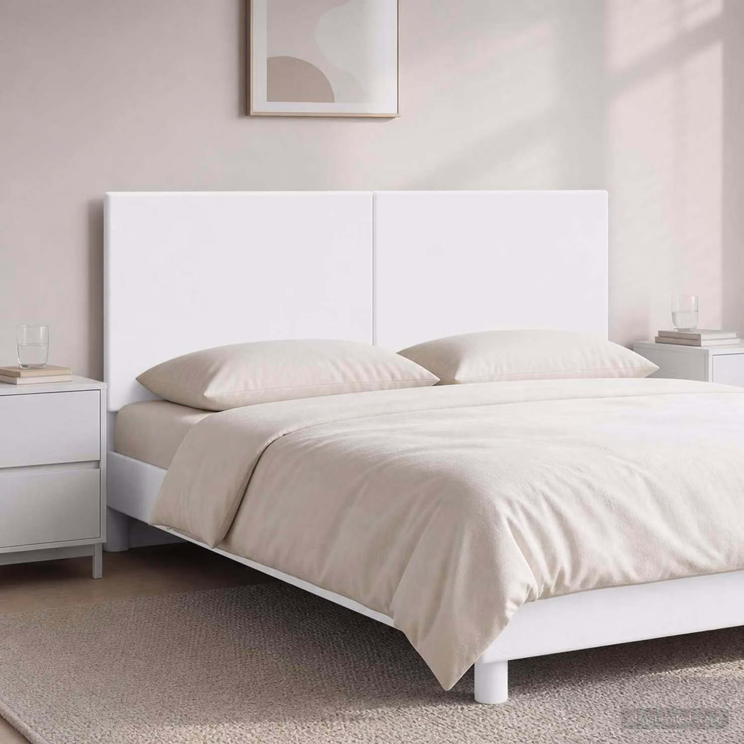 Testiera da muro moderna vidaXL BREDA in legno ingegnerizzato bianco con design a righe L: 123 cm, H: 50 cm, P: 10,8 cm