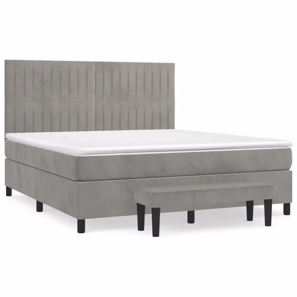 Letto Ibrido con Giroletto a Molle e Materasso vidaXL in Velluto Grigio Chiaro L: 180 cm, P: 200 cm, H: 203 cm – 2