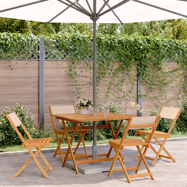 Set da pranzo da giardino vidaXL 5 pezzi in legno di acacia oliato e tessuto beige