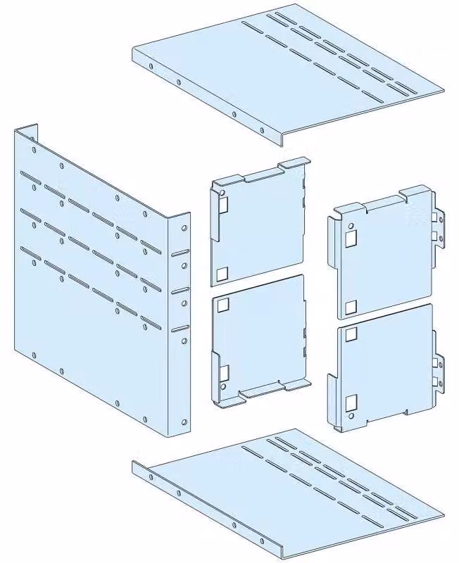 Schneider Electric PrismaSeT-P, pannello di separazione, forma 4, per prolunga di collegamento laterale o posteriore, larghezza = 150 mm, altezza = 3-5 moduli LVS04953
