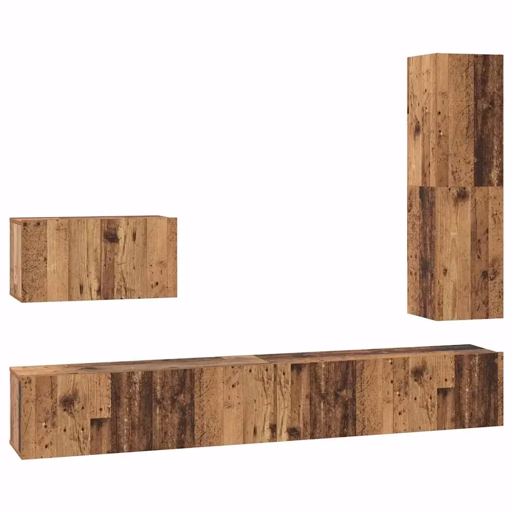 Set mobile TV moderno vidaXL in 4 pezzi color marrone in legno e MDF per soggiorno – 2