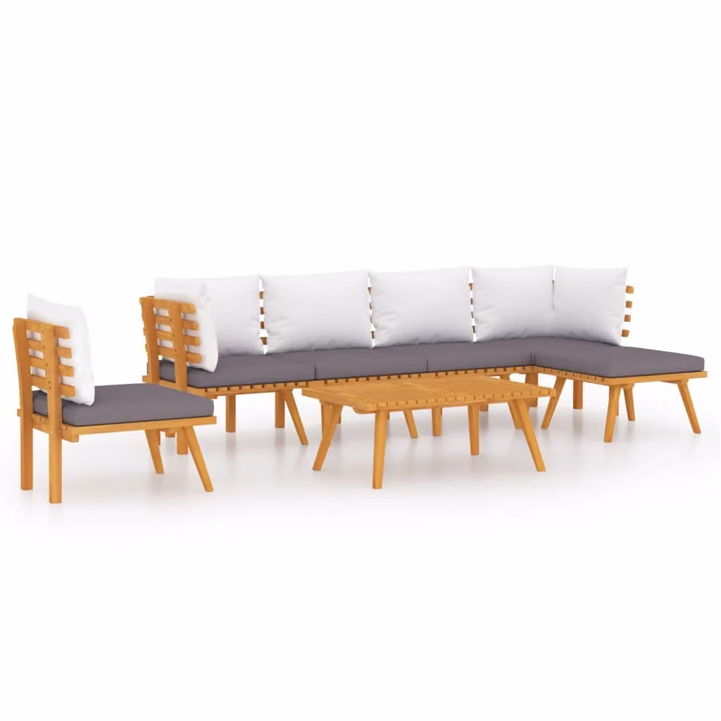 Set Divani da Giardino 7 pz con Cuscini in Massello di Acacia