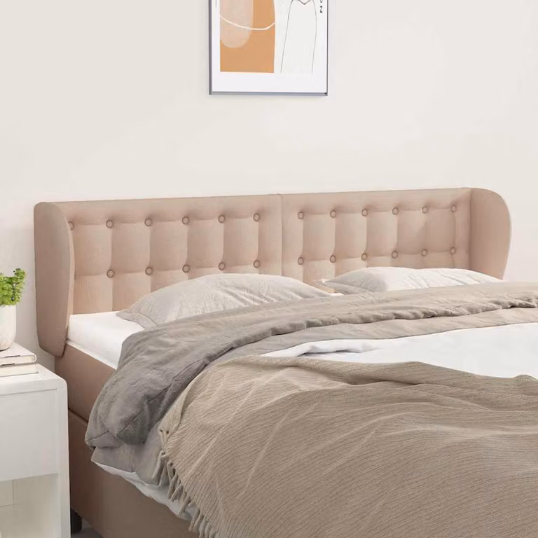 Testiera ad orecchio vidaXL in similpelle color cappuccino, L: 147 cm, P: 23 cm, H: 78/88 cm