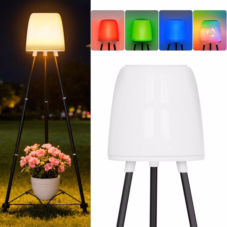 Lampada solare RGB con luce bianca calda, impermeabile, dotata di sensore di luce, ideale per il giardino