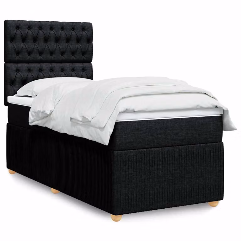 vidaXL Giroletto a Molle Ibrido con Materasso Nero e Bianco in Tessuto L: 200 cm, P: 80 cm