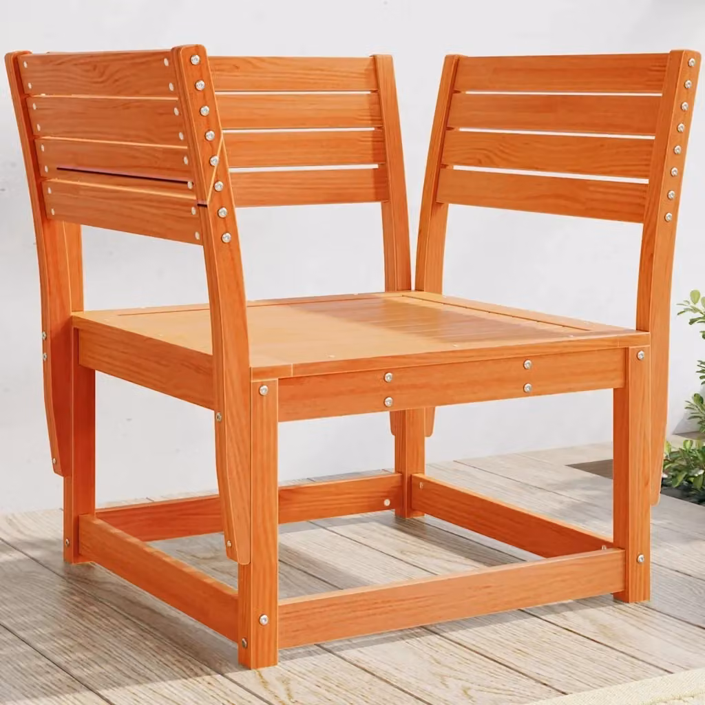 Sedia da giardino in legno massello di pino marrone con braccioli CFW7966380 – 2