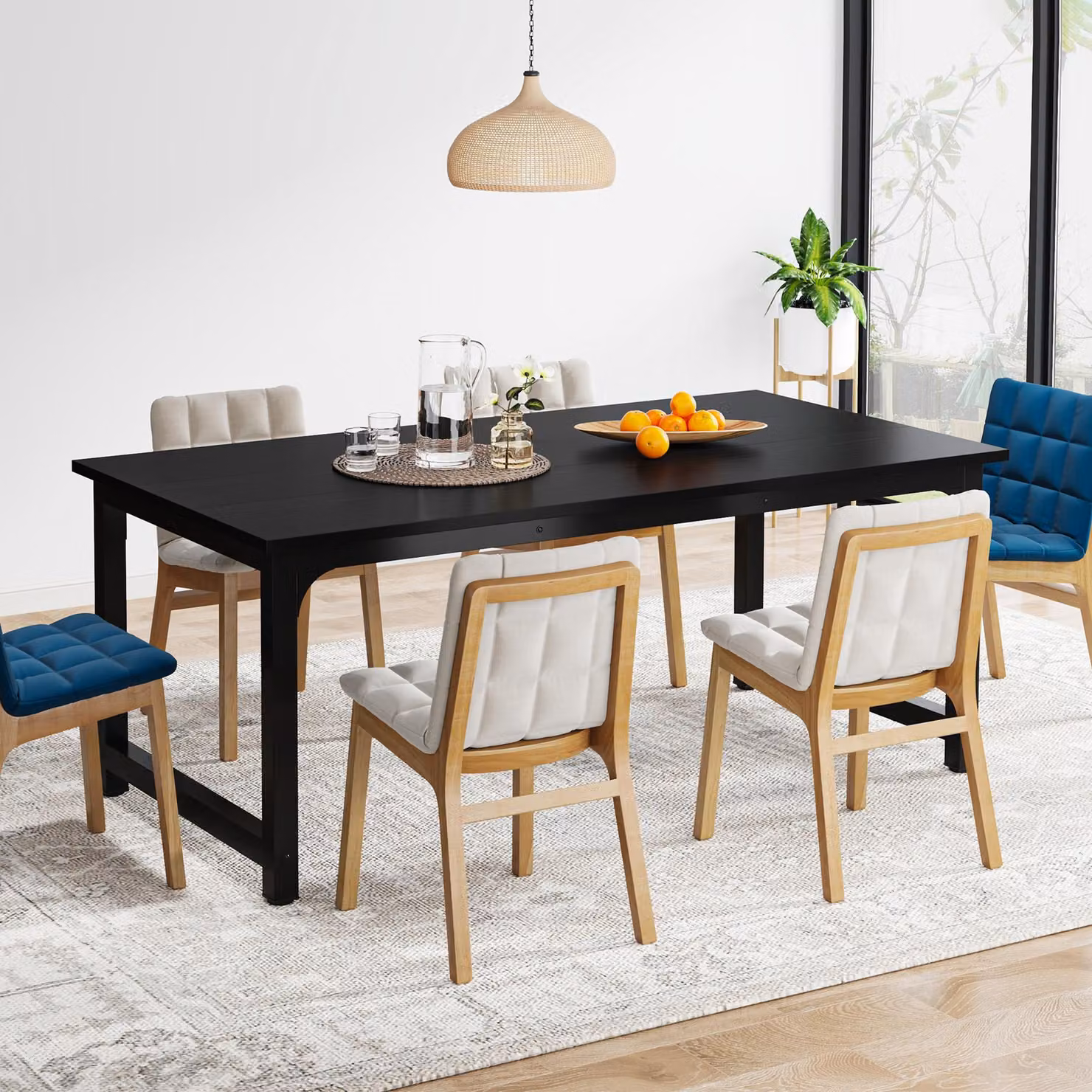 Tavolo da pranzo Tribesigns, tavolo da cucina in stile industriale per 4-6 persone, tavolo da pranzo rettangolare per sala da pranzo, cucina, soggiorno, con robuste gambe in metallo