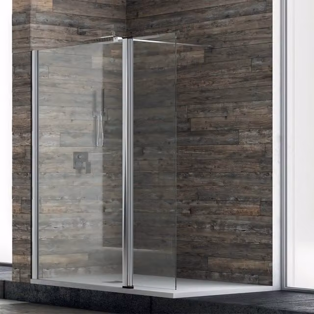 Ogomondo walk-in doccia con anta basculante e staffa cristallo 8 mm *** misure 127-129xh200 cm, confezione 1