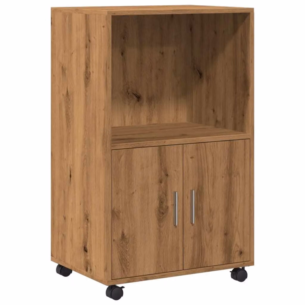 Armadietto con Ruote Rovere Artigianale 55x40x91 cm Truciolato