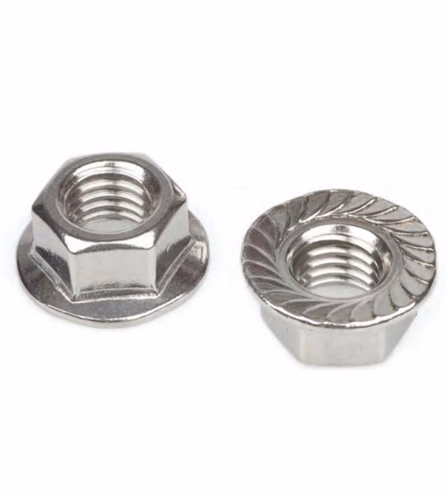 Dadi flangiati zigrinati Inox A2 - M10 - 4 pz.