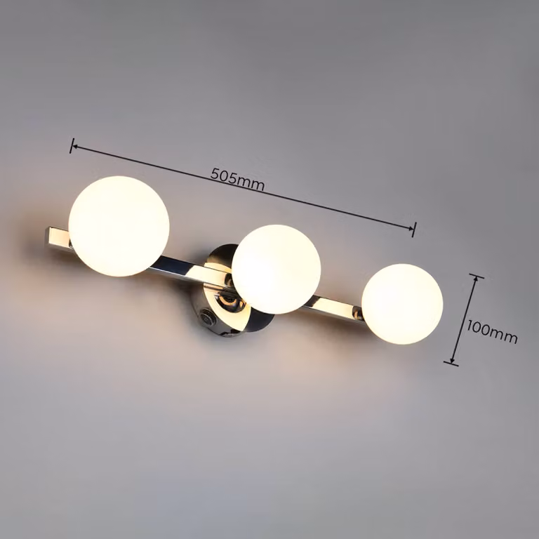 Trio Lighting Applique da parete Alfio, Cromo / Argento, Bagno, Metallo, Moderno, Applique