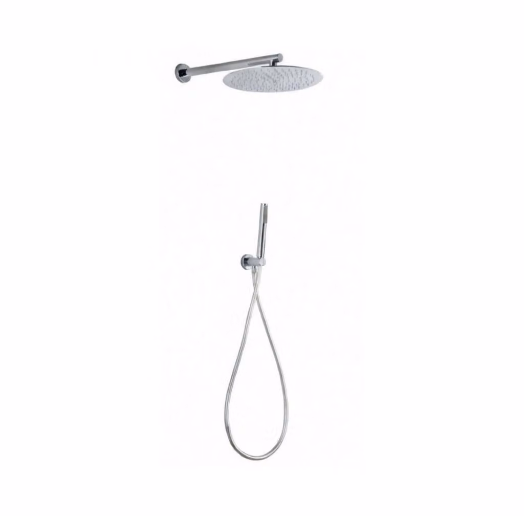 Set doccia completo di soffione tondo diametro 30 cm e set doccetta KZ-1005-2 PERU - Cromato Lucido