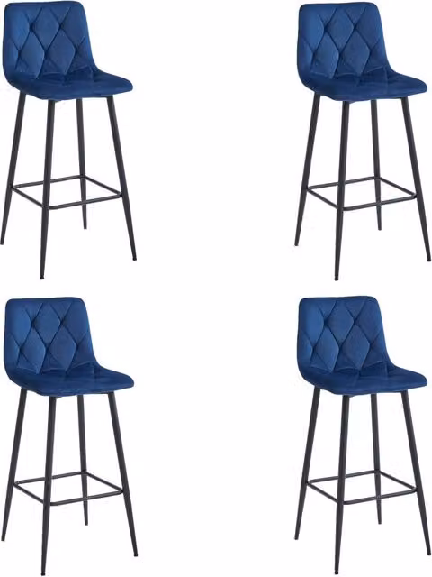 Valora KODA SGABELLO Blu Navy Velluto Gambe Nere x4