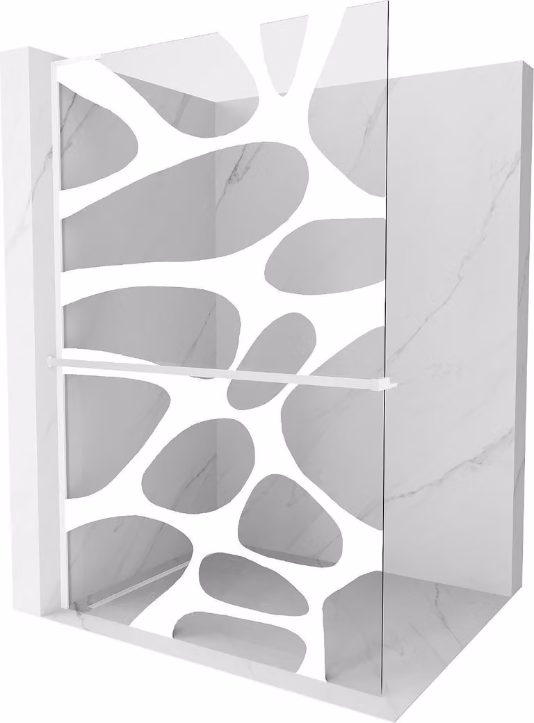 Mexen Kioto+ L parete doccia con mensola Walk-in 90 x 200 cm, onda bianca, bianco - 800-090-123-20-97