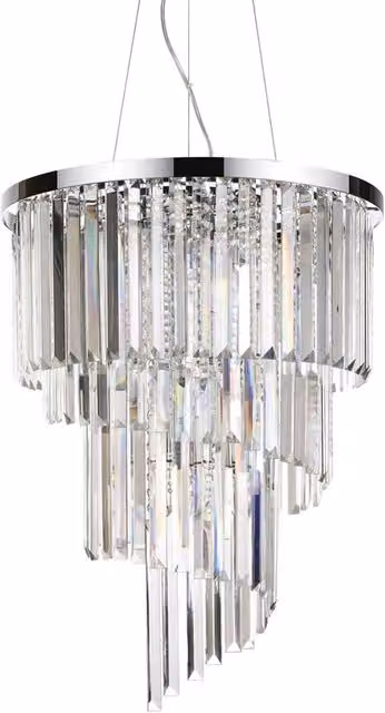Sospensione Moderna Ideal Lux Carlton in Metallo e Cristallo Cromo con 12 Luci E14