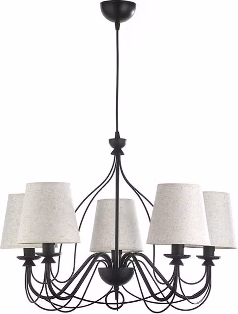 Lampadario a soffitto Loris Onli nero con paralumi in tessuto beige – 1